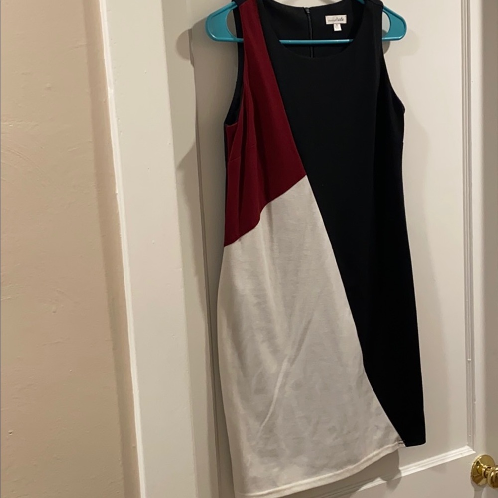Short black, red, and white dress. Charming Charli